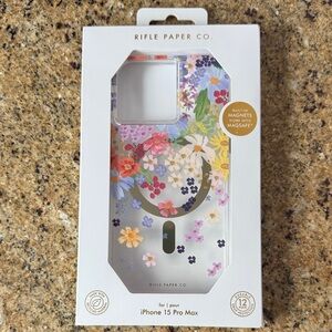Rifle Paper Co. clear floral accent phone case for iPhone 15 pro max. NWT.